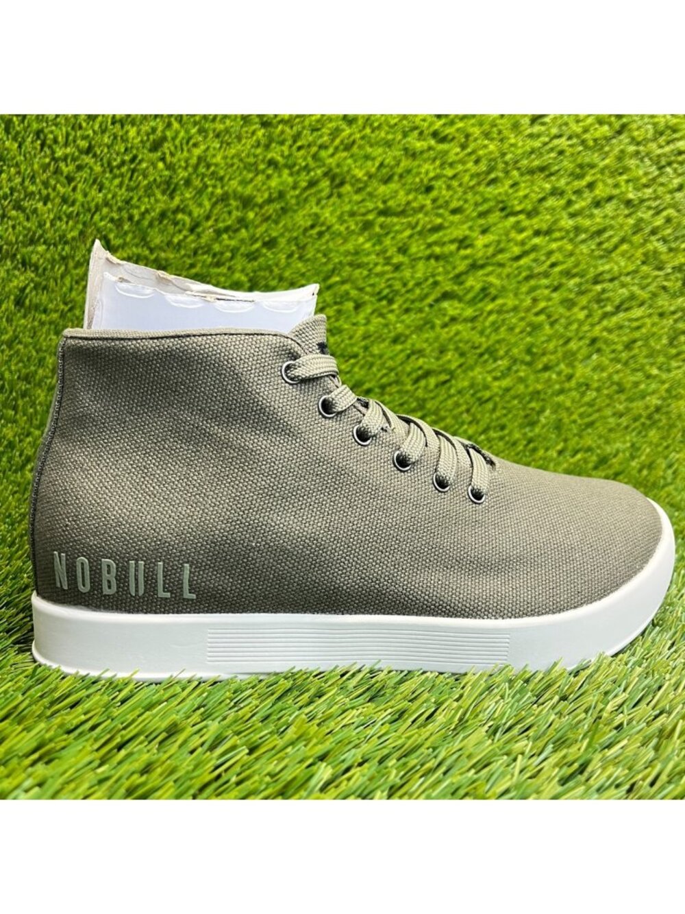 Nobull Canvas Mid Trainer Womens Size 7.5 Green White Athletic Shoes Sneakers